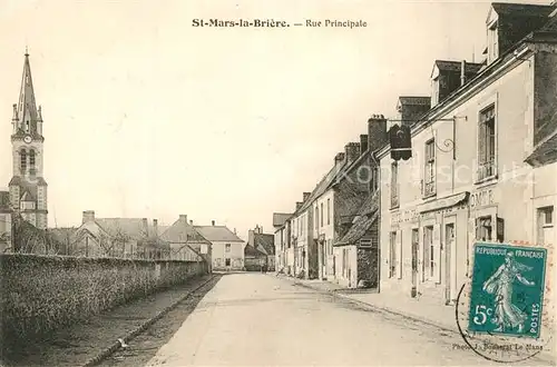 AK / Ansichtskarte Saint Mars la Briere Rue Principale Eglise Saint Mars la Briere