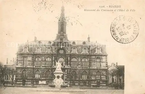 AK / Ansichtskarte Roanne_Loire Monument du Centenaire Hotel de Ville Roanne Loire