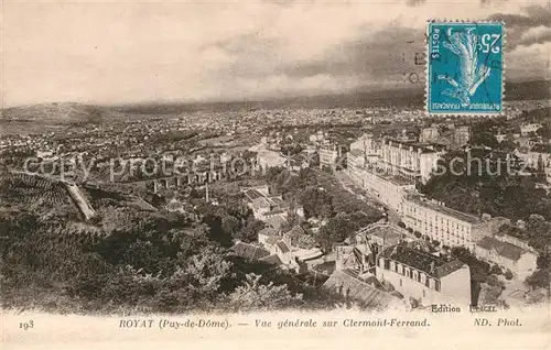 AK / Ansichtskarte Royat_Puy_de_Dome Panorama sur Clermont Ferrand Royat_Puy_de_Dome