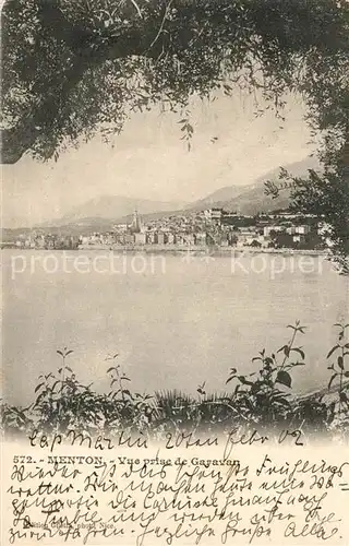 AK / Ansichtskarte Menton_Alpes_Maritimes Vue prise de Garavan Menton_Alpes_Maritimes