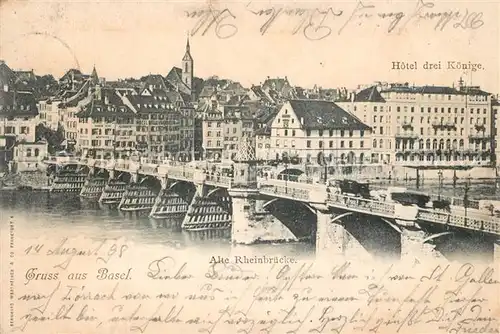 AK / Ansichtskarte Basel_BS Alte Rheinbruecke Hotel Drei Koenige Basel_BS