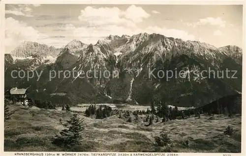 AK / Ansichtskarte Kranzberghaus Woerner Karspitze Karwendelspitze Kranzberghaus
