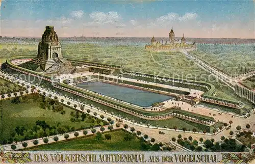 AK / Ansichtskarte Leipzig V?lkerschlachtdenkmal aus der Vogelschau Leipzig