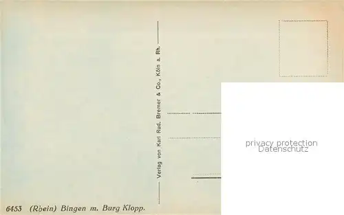 AK / Ansichtskarte Bingen_Rhein mit Burg Klopp Bingen Rhein