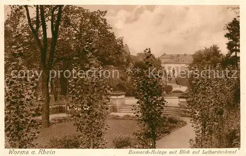 AK / Ansichtskarte Worms_Rhein Bismarck Anlage mit Lutherdenkmal Worms Rhein