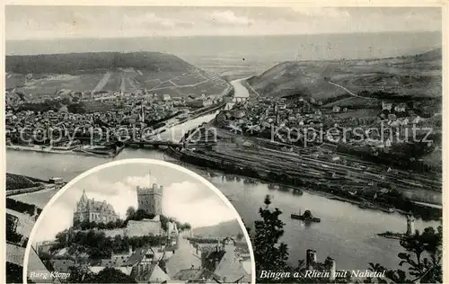 AK / Ansichtskarte Bingen_Rhein Burg Klapp Rhein mit Nahetal Bingen Rhein