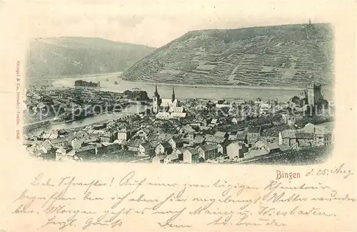 AK / Ansichtskarte Bingen_Rhein Fliegeraufnahme mit Nahem?ndung Bingen Rhein