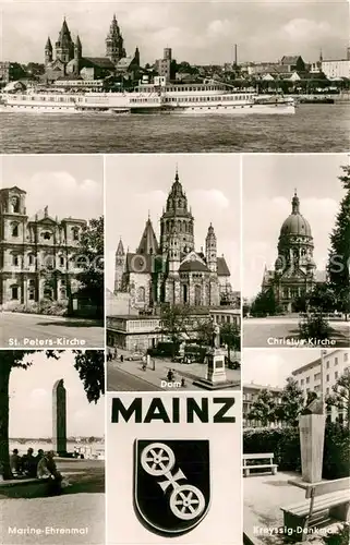 AK / Ansichtskarte Mainz_Rhein Marine Ehrenmal Kreyssig Denkmal Dom Mainz Rhein