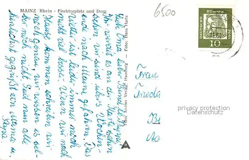 AK / Ansichtskarte Mainz_Rhein Fischtorplatz Dom Mainz Rhein