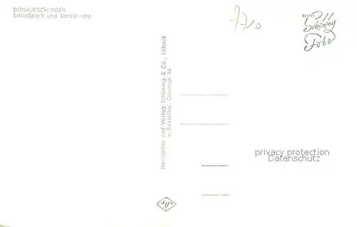 AK / Ansichtskarte Donaueschingen Schlo?park und Stadtkirche Donaueschingen