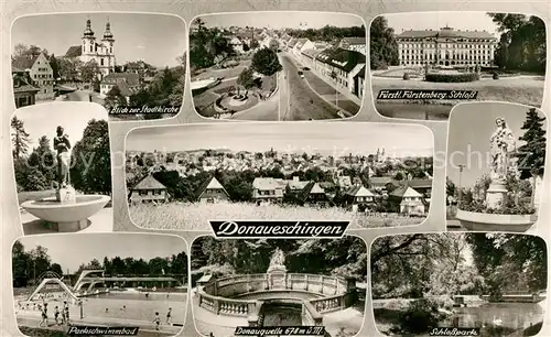 AK / Ansichtskarte Donaueschingen Parkschwimmbad Donauquelle Schlo?park Schlo Donaueschingen