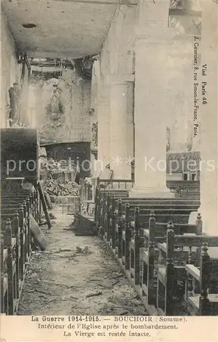 AK / Ansichtskarte Bouchoir Eglise Interieur Kriegsschaeden Bouchoir