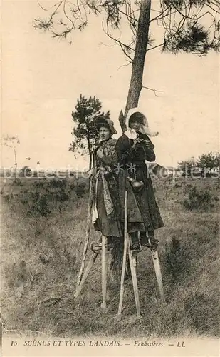 AK / Ansichtskarte Typen Types Landais Echassieres Stelzenl?ufer Typen