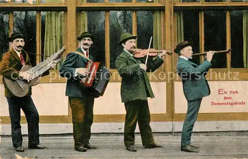 AK / Ansichtskarte Musikanten Namenstag Akkordeon Geige Klarinette 