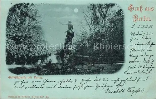 AK / Ansichtskarte Tiergarten_Berlin Goldfischteich mit Venus Mondschein Tiergarten Berlin