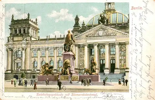 AK / Ansichtskarte Berlin Reichstagsgebaeude Bismarckdenkmal Berlin