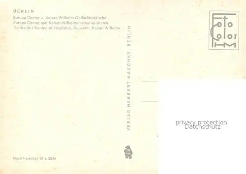 AK / Ansichtskarte Berlin Europa Center Kaiser Wilhelm Gedaechtniskirche Berlin