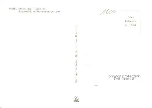 AK / Ansichtskarte Berlin Strasse des 17. Juni Siegessaeule Brandenburger Tor Reichstag Berlin