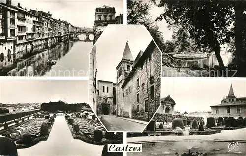 AK / Ansichtskarte Castres_Tarn Bords de l Agoût Jardin du Mail Eglise Saint Benoit XIIIe siecle Jardin de l Eveche Castres_Tarn