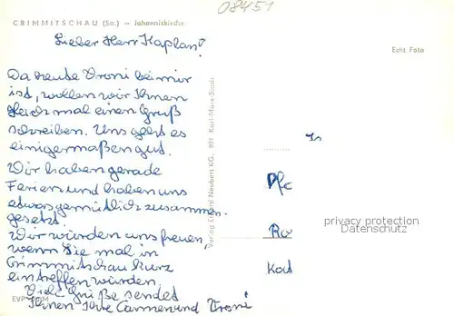 AK / Ansichtskarte Crimmitschau Johanniskirche Crimmitschau