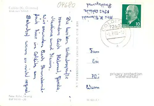 AK / Ansichtskarte Colditz Blick ueber die Mulde zum Schloss Colditz