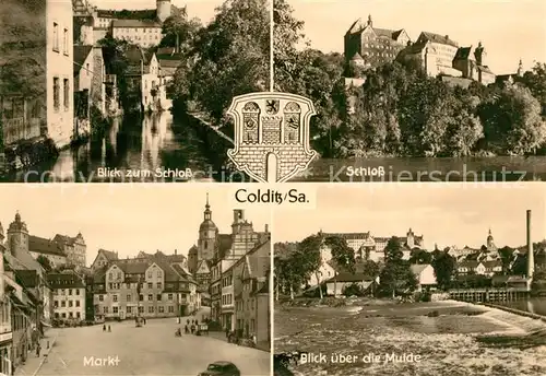 AK / Ansichtskarte Colditz Blick ueber die Mulde Schloss Markt Altstadt Colditz