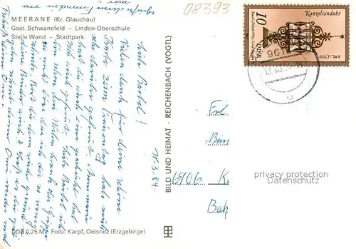 AK / Ansichtskarte Meerane Gasthof Schwanefeld Oberschule Stadtpark Steile Wand Bergstrasse Meerane
