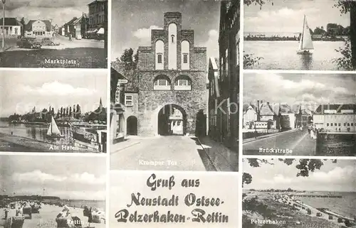 AK / Ansichtskarte Neustadt_Holstein Marktplatz Hafen Kremper Tor Brueckstrasse Rettin Pelzerhaken Neustadt_Holstein