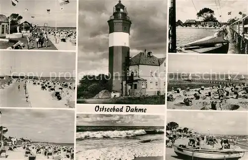 AK / Ansichtskarte Dahme_Ostseebad_Holstein Promenade Strand Leuchtturm Seebruecke 