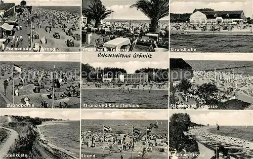 AK / Ansichtskarte Groemitz_Ostseebad Strand Promenade Strandhalle Steilkueste Straende  Groemitz_Ostseebad