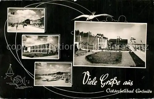 AK / Ansichtskarte Groemitz_Ostseebad Promenade Strandhalle Strand Hotel Groemitz_Ostseebad