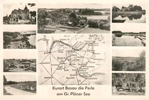 AK / Ansichtskarte Bosau Kirche Teilansichten am Gr Ploener See Bosau