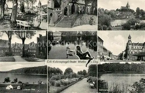 AK / Ansichtskarte Moelln_Lauenburg Park Kirche Schwanenteich Luetauer See Schmalsee Moelln_Lauenburg