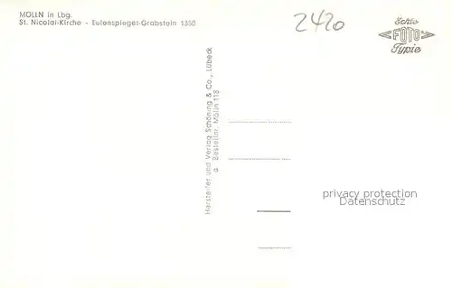 AK / Ansichtskarte Moelln_Lauenburg St Nicolai Kirche Eulenspiegel Grabstein 1350 Moelln_Lauenburg