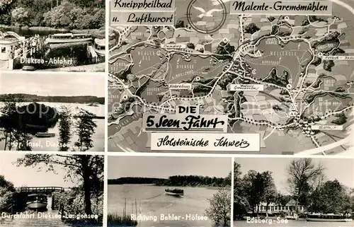 AK / Ansichtskarte Malente Gremsmuehlen Dieksee Abfahrt Karte Durchfahrt Dieksee Langense Behler Hoefsee Edeberg See Malente Gremsmuehlen