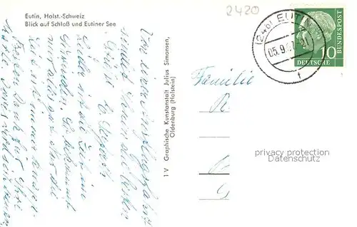 AK / Ansichtskarte Eutin Blick auf Schloss und Eutiner See Eutin