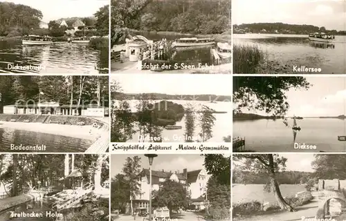 AK / Ansichtskarte Malente Gremsmuehlen Diekseebucht Abfahrt der 5 Seen Fahrt Kellersee Badeanstalt Dieksee Gr Insel Tretbecken Holm Kurhaus Promenade Malente Gremsmuehlen