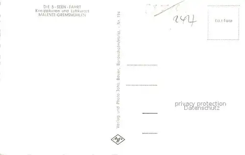AK / Ansichtskarte Malente Gremsmuehlen Dieksee 5 Seen Fahrt Malente Gremsmuehlen