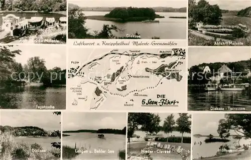 AK / Ansichtskarte Malente Gremsmuehlen Anlegebruecke Dieksee Abfahrt Fegetasche Diekseeterrassen Langen und Bahler See Nieder Cleveez Hoeftsee Malente Gremsmuehlen