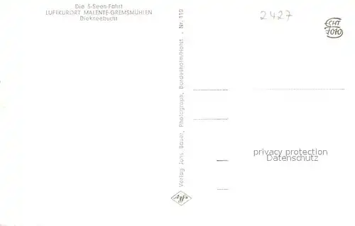 AK / Ansichtskarte Malente Gremsmuehlen Diekseebucht 5 Seen Fahrt Malente Gremsmuehlen