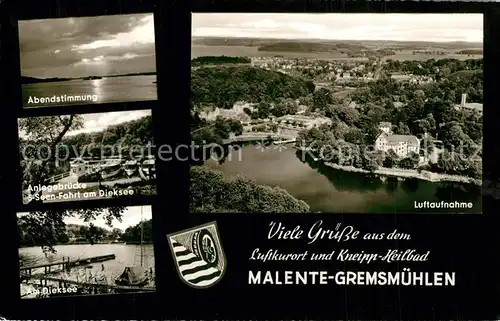AK / Ansichtskarte Malente Gremsmuehlen 5 Seen Fahrt am Dieksee Fliegeraufnahme Abendstimmung Malente Gremsmuehlen