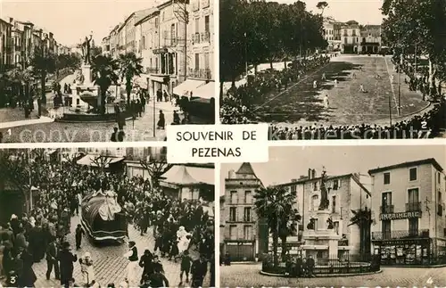 AK / Ansichtskarte Pezenas Lours Jean Jaures Place de la Republique jew du tampourin Pezenas