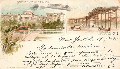 AK / Ansichtskarte New_York_City Columbia College Curve Hochbahn New_York_City