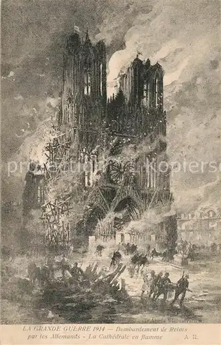 AK / Ansichtskarte Reims_Champagne_Ardenne Kriegsruine Kathedrale Reims_Champagne_Ardenne