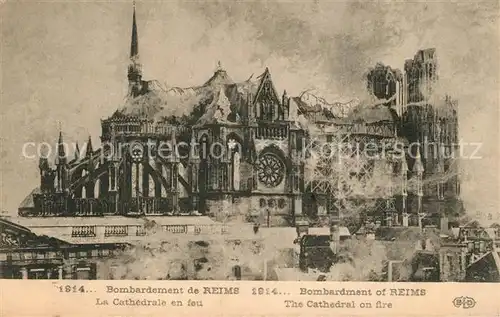 AK / Ansichtskarte Reims_Champagne_Ardenne Cathedrale Bombardement Reims_Champagne_Ardenne