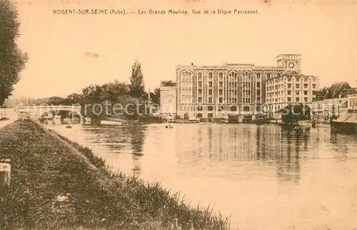 AK / Ansichtskarte Nogent sur Seine Les Grands Moulins Vue de la Digue Perronnet Nogent sur Seine