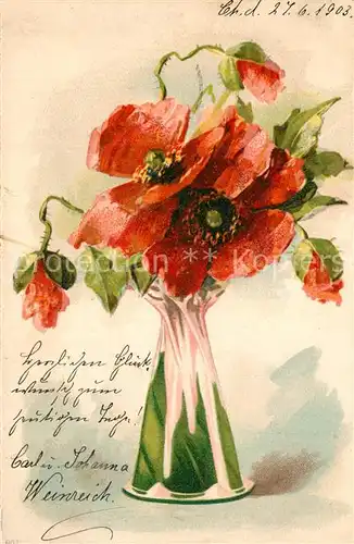AK / Ansichtskarte Blumen Mohnblume Litho 