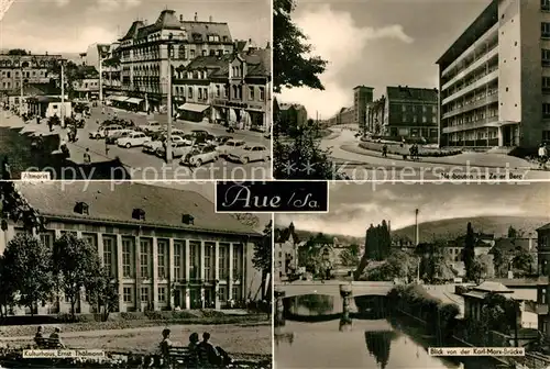 AK / Ansichtskarte Aue_Sachsen Altmarkt Neubauten Zeller Berg Kulturhaus Ernst Thaelmann Blick von Karl Marx Bruecke Aue_Sachsen