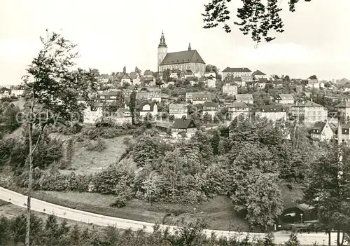 AK / Ansichtskarte Schneeberg_Erzgebirge Ansicht mit Kirche Schneeberg Erzgebirge