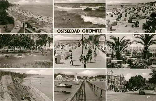 AK / Ansichtskarte Groemitz_Ostseebad Strandpartien Steilkueste Seebruecke Hotel Groemitz_Ostseebad